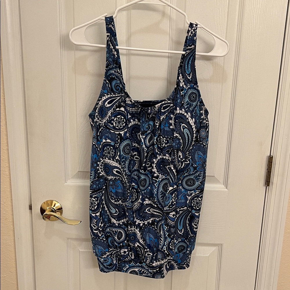Elegant Blue Paisley Swim Tank